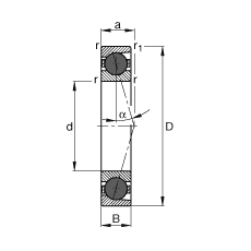 主軸軸承 HCB7215-C-T-P4S, 調節，成對或單元安裝，接觸角 α = 15°，陶瓷球，限制公差