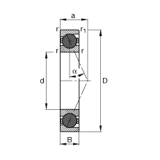 主軸軸承 HCB7001-E-T-P4S, 調節，成對或單元安裝，接觸角 α = 25°，陶瓷球，限制公差