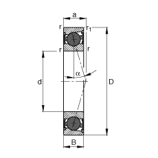 主軸軸承 HCB7007-C-2RSD-T-P4S, 調節，成對或單元安裝，接觸角 α = 15°，陶瓷球，兩側唇密封，非接觸，限制公差