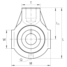 吊裝式軸承座單元 RHE50, 鑄鐵軸承座，帶偏心鎖圈的外球面球軸承，R 密封