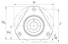 軸承座單元 RATRY35, 帶三個螺栓孔的法蘭的軸承座單元，鋼板， 內(nèi)圈帶平頭螺釘， P型密封