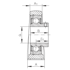 直立式軸承座單元 PSHEY17, 鑄鐵軸承座，內(nèi)圈帶平頭螺釘?shù)耐馇蛎媲蜉S承，P 型密封