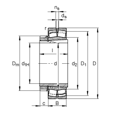 調心滾子軸承 23038-E1A-K-M + H3038, 根據 DIN 635-2 標準的主要尺寸, 帶錐孔和緊定套